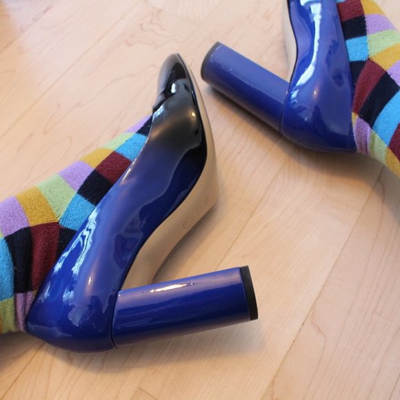 M. Gemi The Lustro 90mm Black & Blue Ombre Heels - Picture 2 of 9